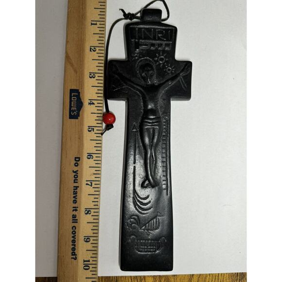 VTG Irish Kiln Made Bogland Turf Hand Crafted Penal Christ INRI Christian Cross - Picture 5 of 7